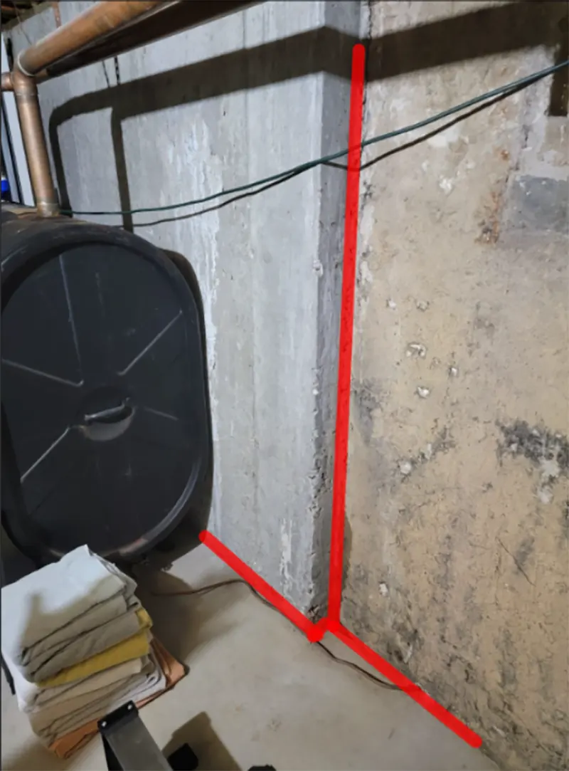 Area that needs concrete lifting and waterproofing in East Northport, NY
