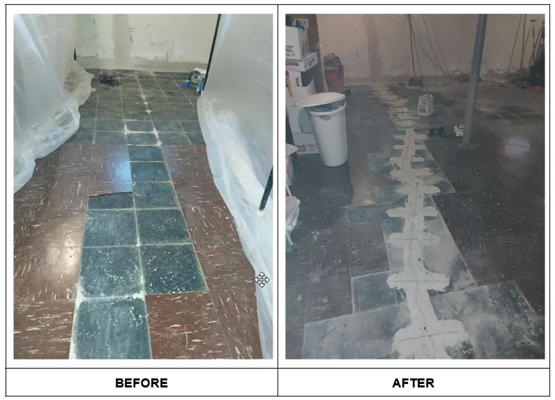 Structural crack stitching in the concrete slab 