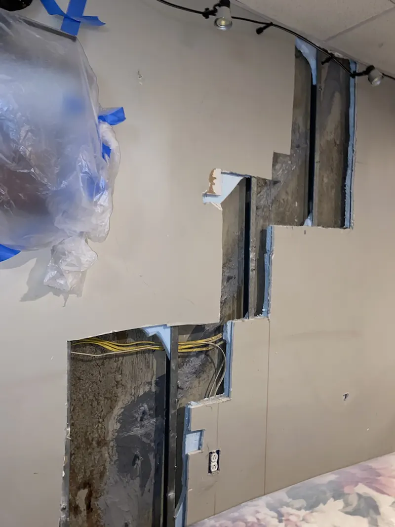 Drywall removal to fix the structural crack in