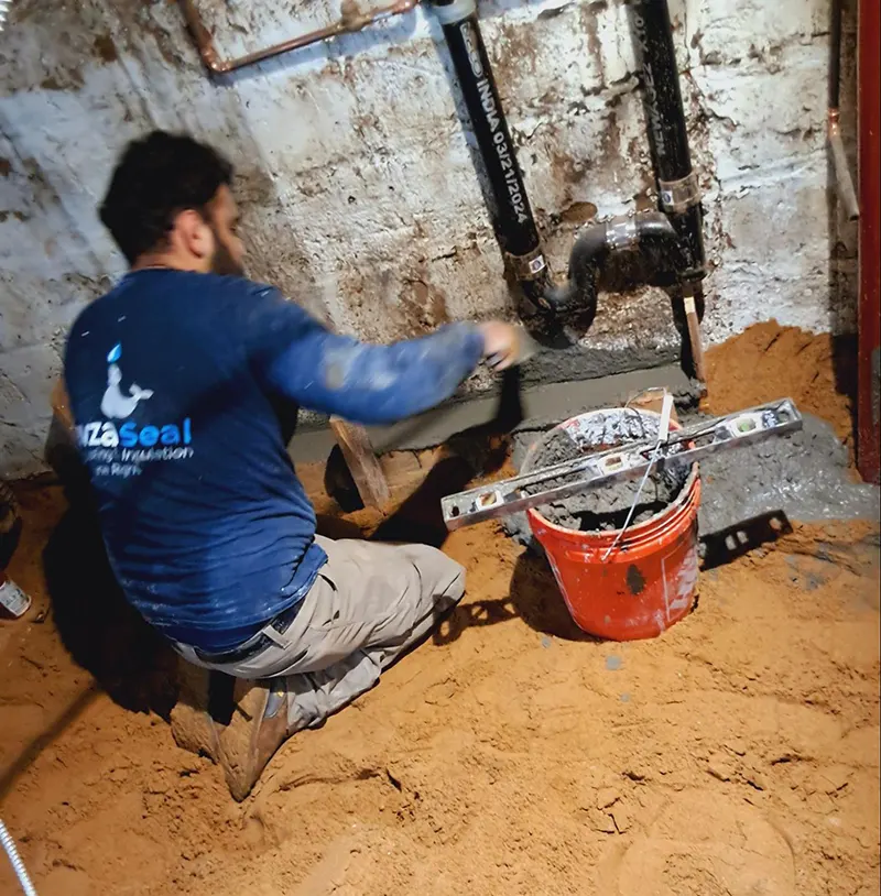 Foundation repair work in progress in the property in Jamaica, NY