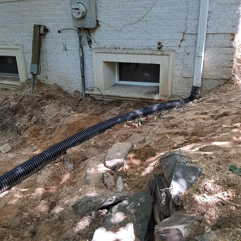 Foundation settlement in the rear end of the property in Melville, NY.