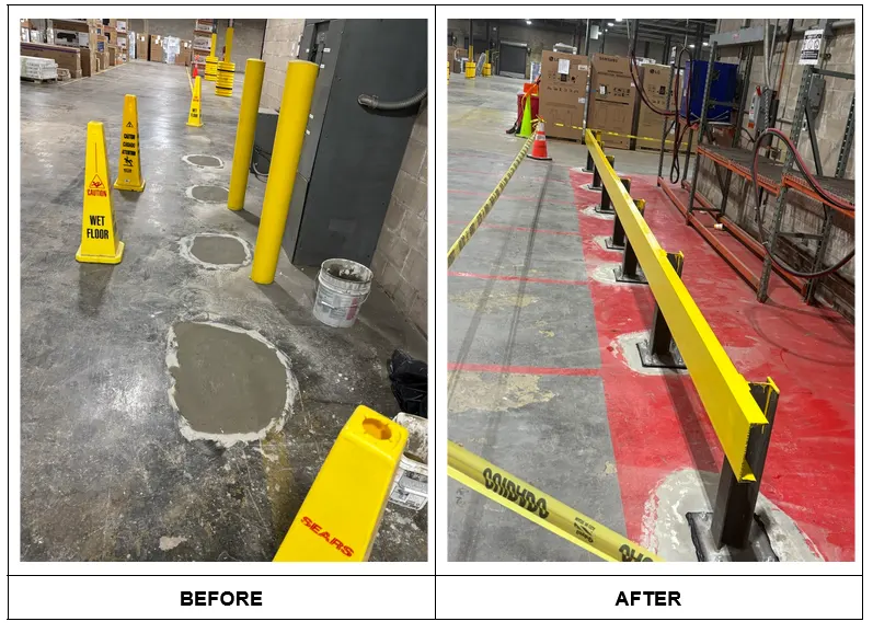 Guard railing barrier installation in Syosset, NY before and after