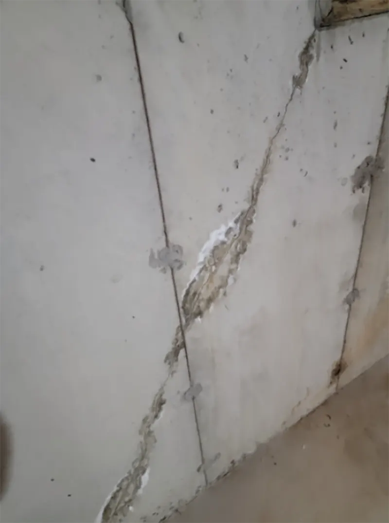 A structural crack in the basement of Ridge, NY