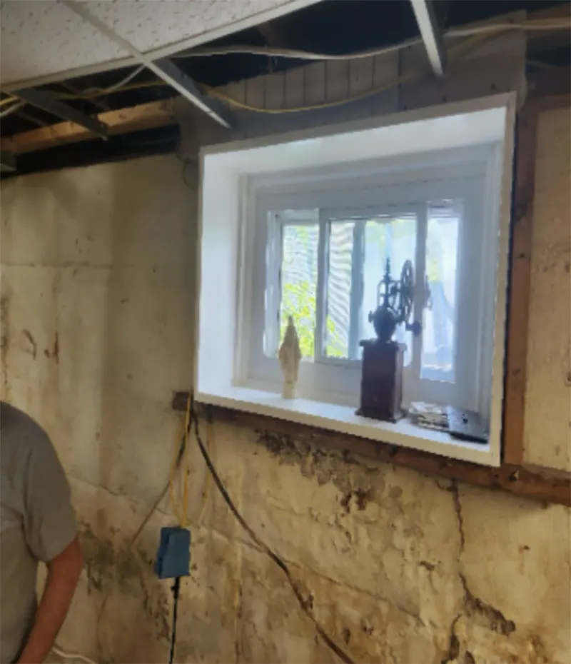 Basement of the property in need of waterproofing and crack repair in Merrick, NY
