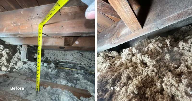 Attic Insulation Installation – Astoria, NY – Dense-Packed Cellulose Insulation Blown In by Zavza Seal LLC - before after