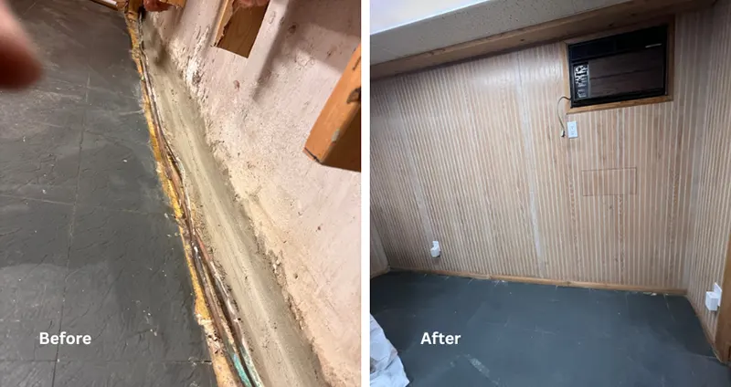 Basement Foundation & Slab Investigation – South Richmond Hill, NY - A Before and After Picture of Foundation Repair Project in South Richmond Hill, NY by Zavza Seal LLC