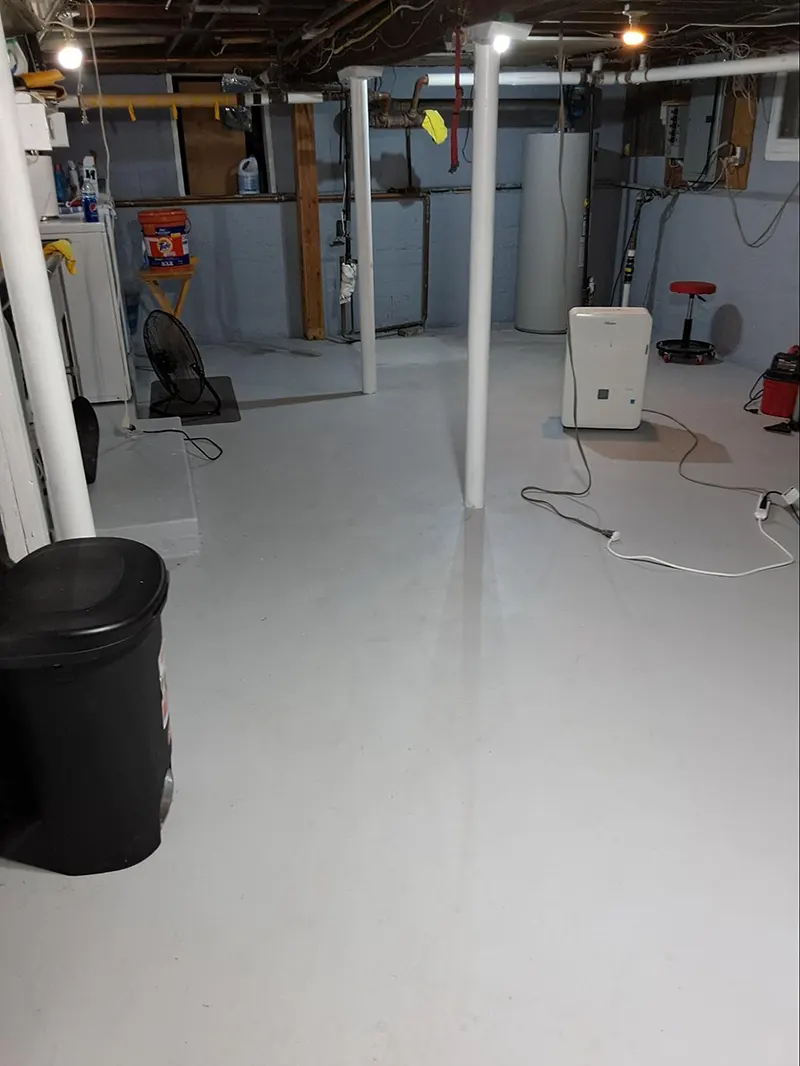 Concrete slab after waterproofing and restoration work in Long Beach, NY.