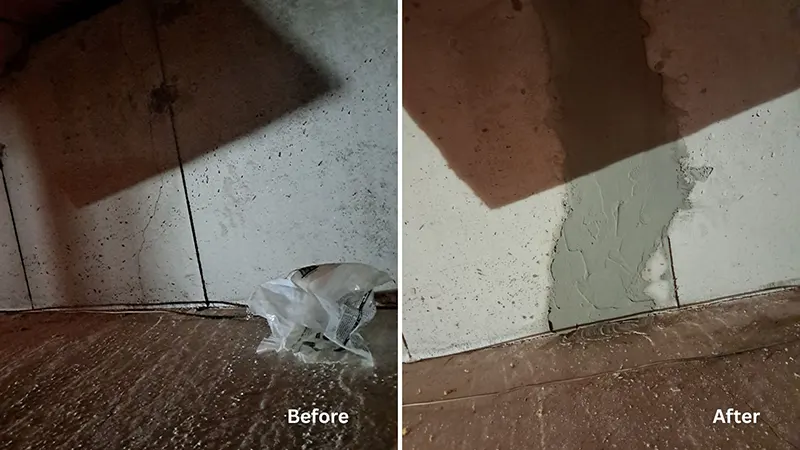Crawl Space Foundation Repair West Islip - Crawl Space Foundation Crack Repair Project Before and After Pics by Zavza Seal LLC