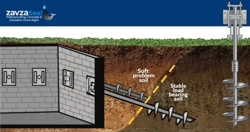 Helical Anchors for Retaining Walls in New York - A Diagram Showing How Helical Tiebacks Work to Stabilize a Wall