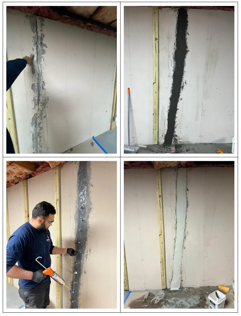 Waterproofing and structural crack injection in progress