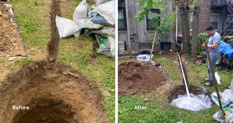 A Picture of a Crawl Space Structural Repair Project in Center Moriches, NY by Zavza Seal LLC - Before - after