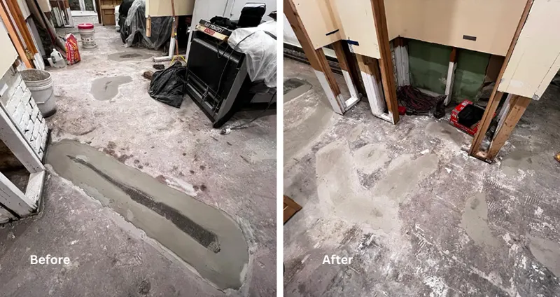 Garage Slab Repair – Westbury, NY – Concrete Void Filled and Crack Repaired by Zavza Seal LLC - before after