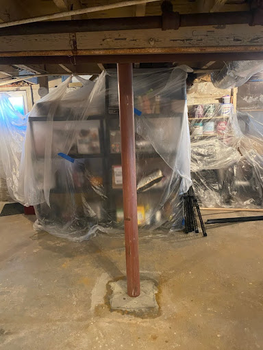 Waterproofing and Structural Repair in Farmingdale, NY - A :Lally Column After Installation by Zavza Seal LLC