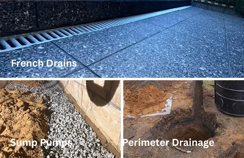Crawl Space Drainage Systems - A Picture of a Perimeter Drainage System, a French Drain, and a Sump Pump