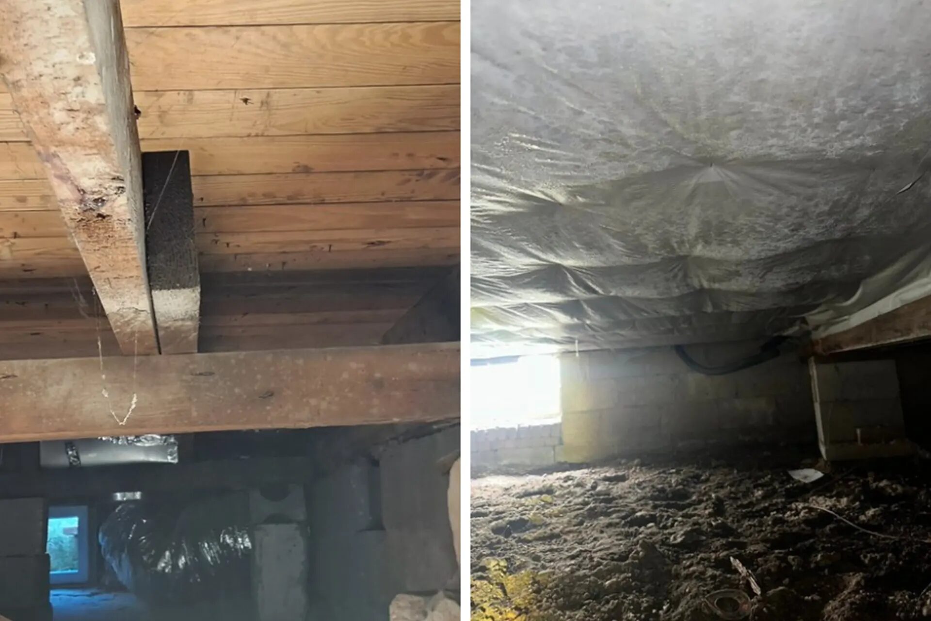 How to Keep Floors Warm in Winter - A Before and After Picture of a Crawl Space Insulation and Mold Remediation Project by Zavza Seal