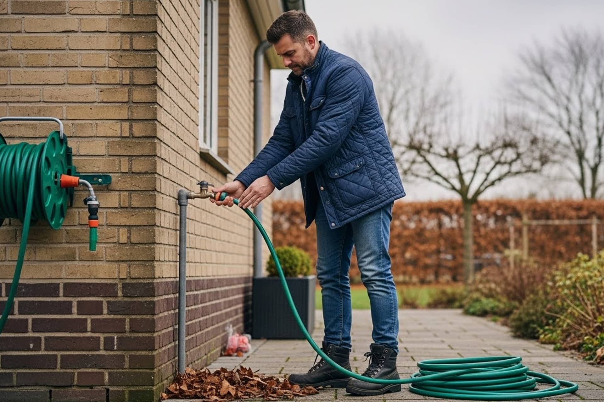 Frozen Pipe Prevention: How to Keep Your Pipes from Freezing - A Man Disconnecting His Hose for Winter