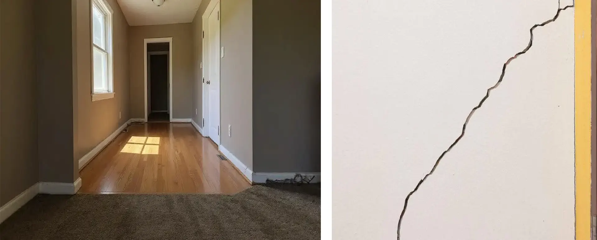 Cracks in the wall and sloping floors 