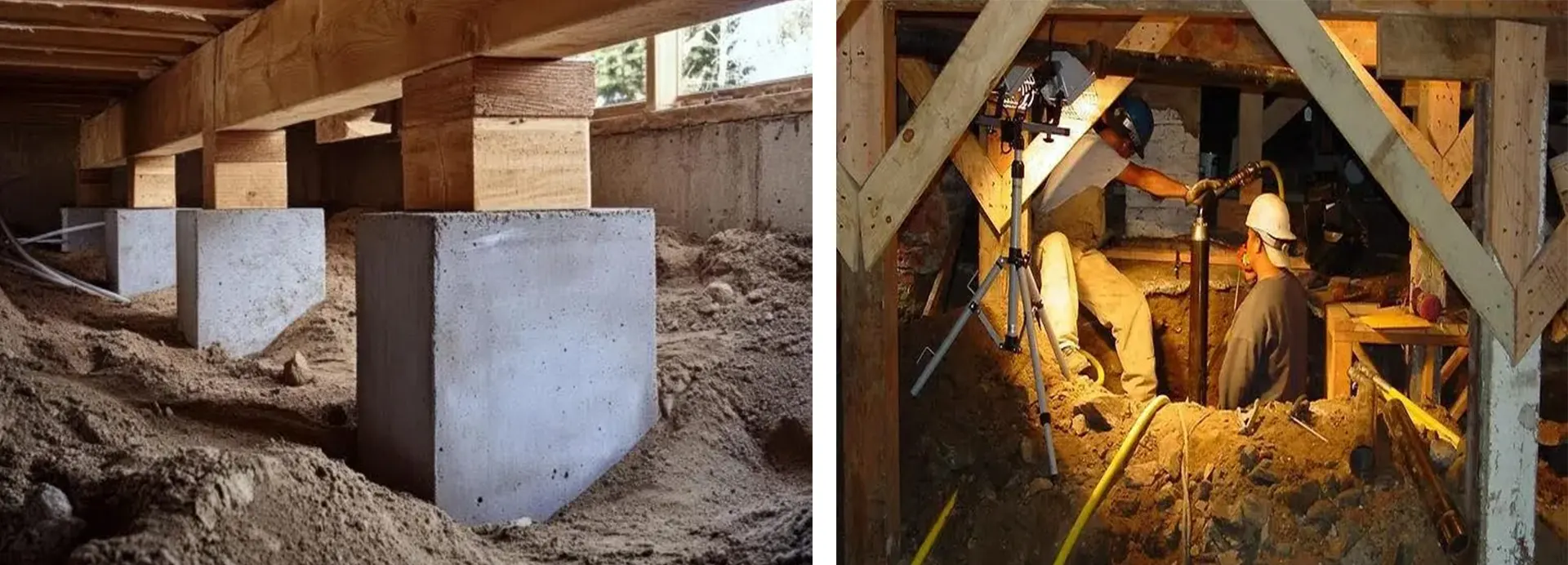 Crawl space repairs in progress