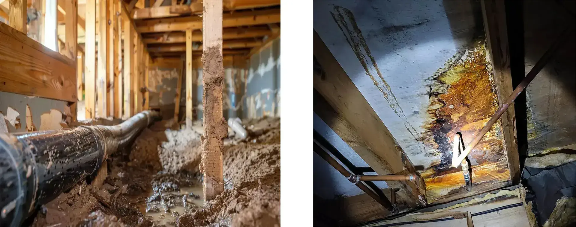 Wood rot in pier and beam foundations 