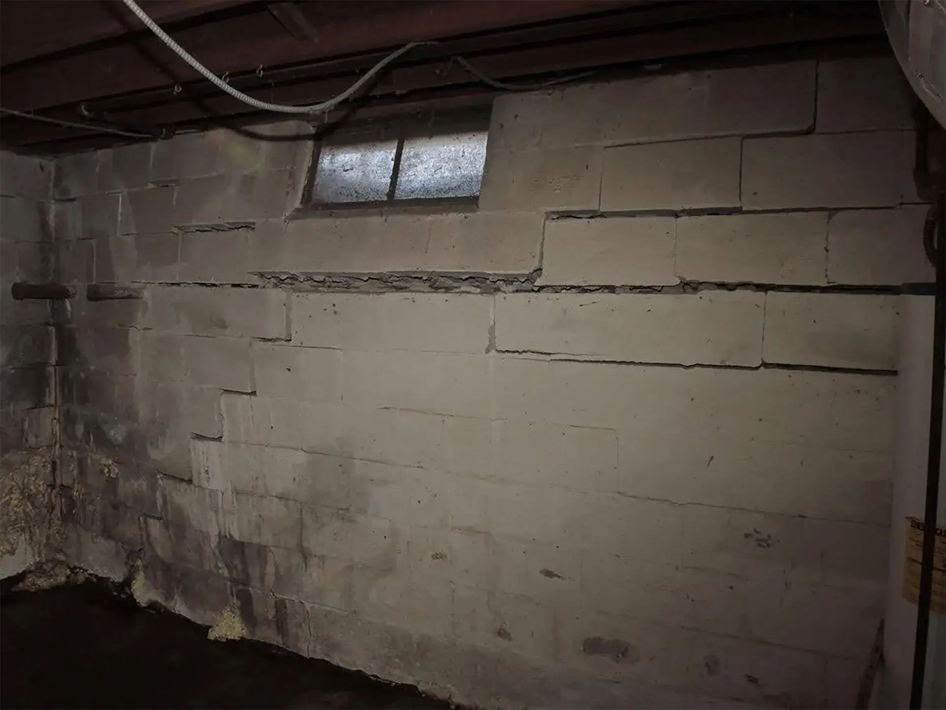 A bowing basement wall in Brownstone Brooklyn, NY, basement   
