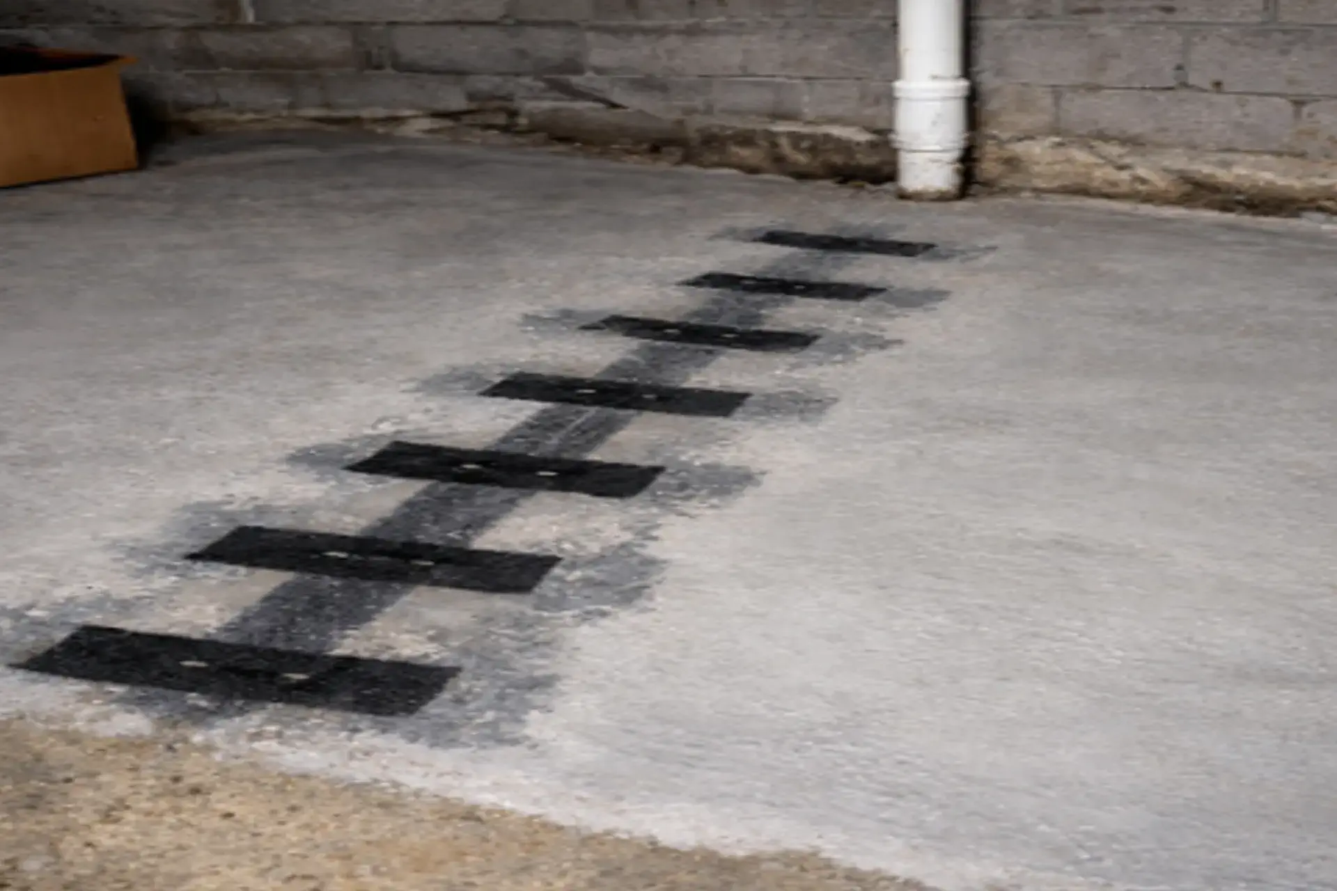 carbon-fiber-structural-crack-repair-featured Carbon fiber structural crack repair and Basecrete waterproofing cement installed on basement slab in Brooklyn NY