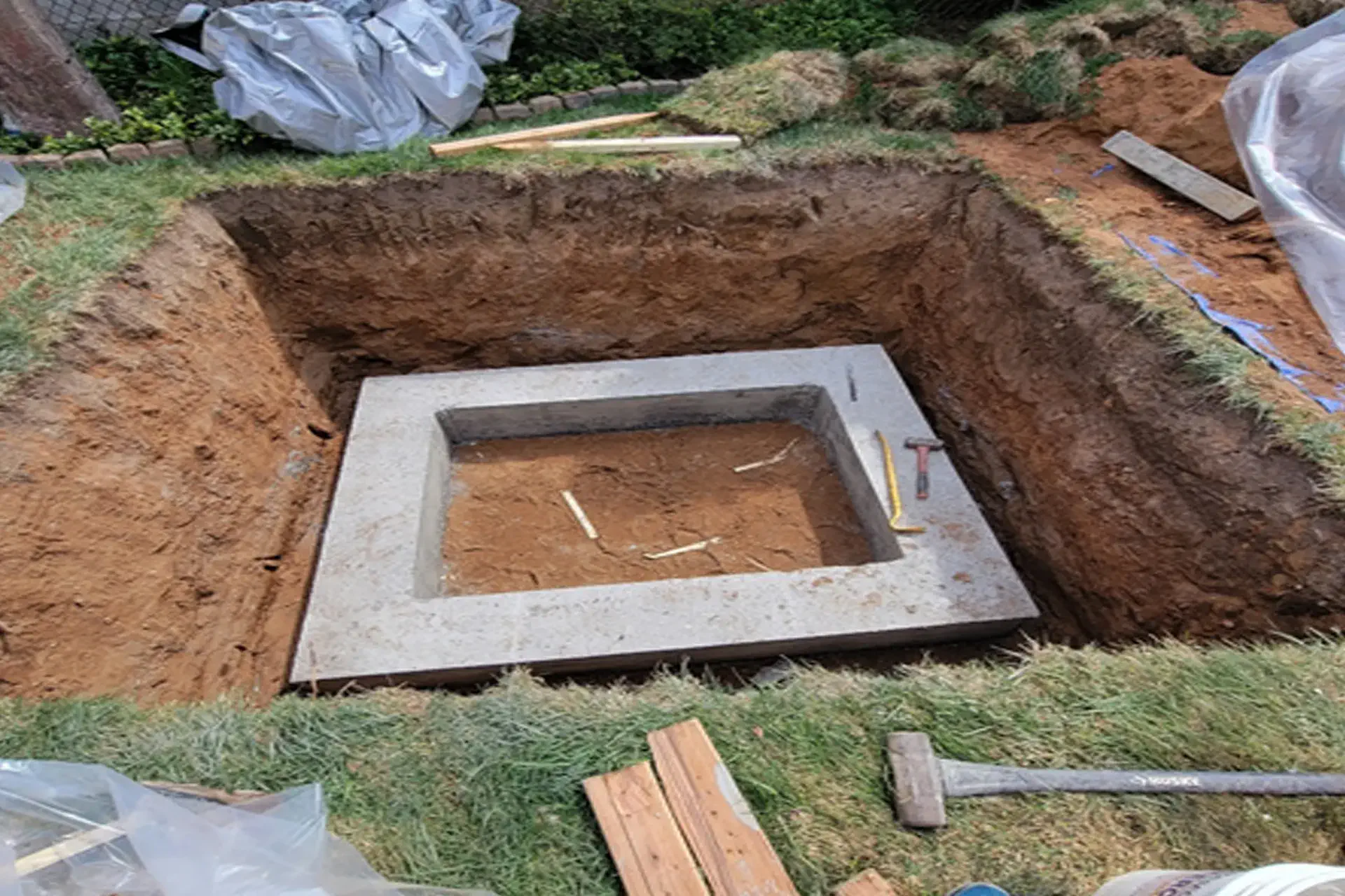 Dry well installation in progress 