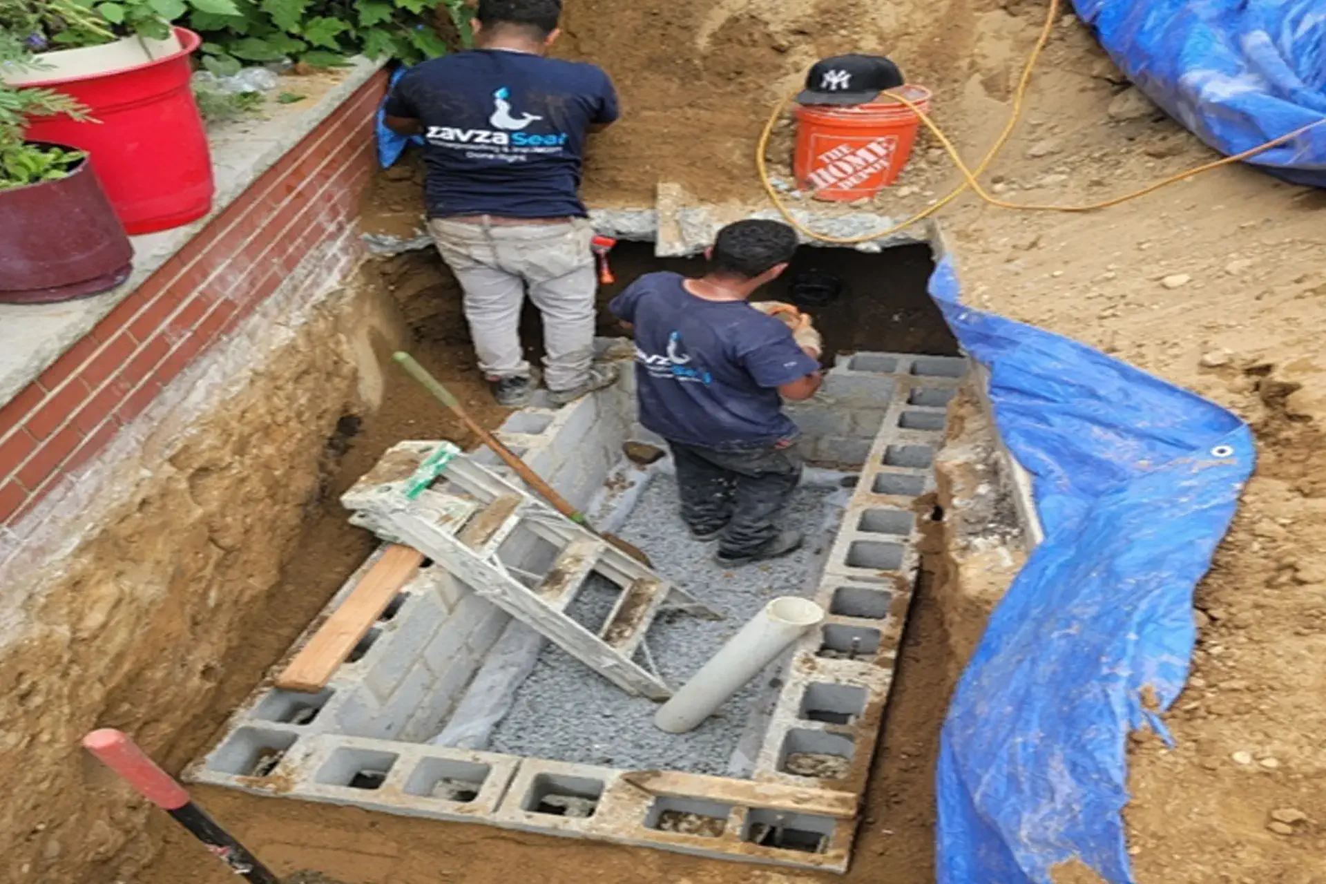 Dry well installation in progress. 