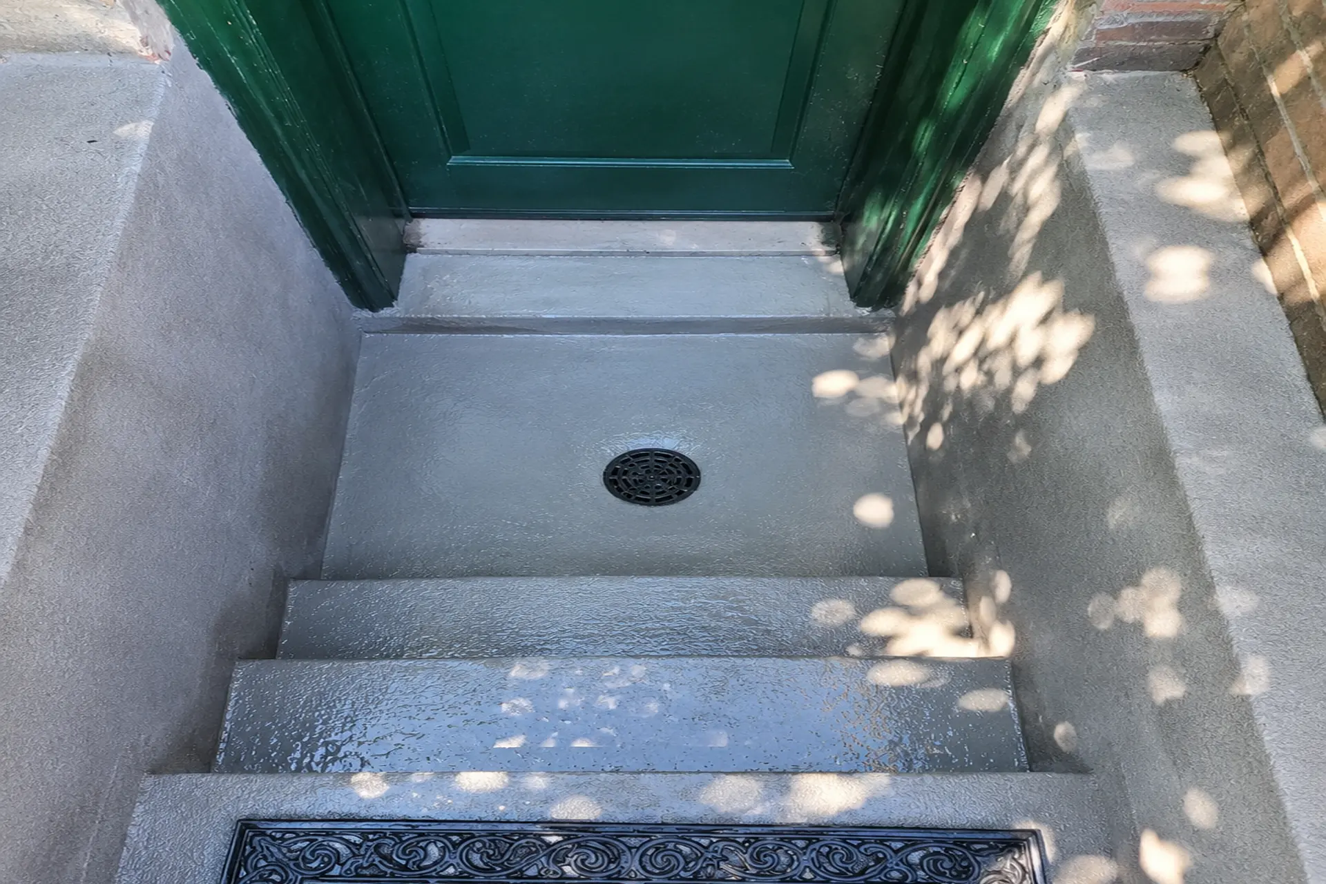 basement-stairway-drainage-waterproofing-featured Basement stairway drainage and waterproofing with new concrete landing in Brooklyn NY.